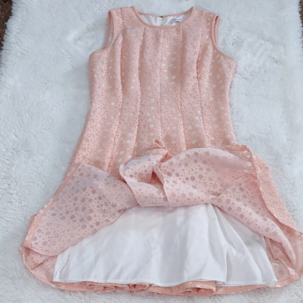 Calvin Klein Elegant Sleeveless Lace Dress in Soft Pink - Picture 13 of 17
